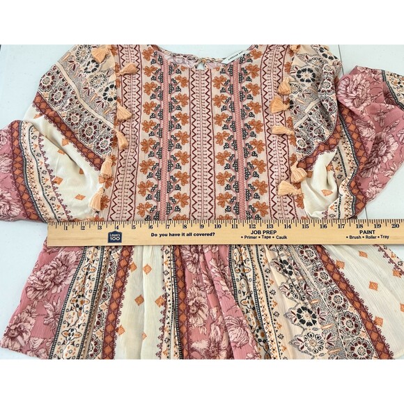 American Eagle Boho Tassel Embroidered Floral Peasant Top - Women's S - Picture 8 of 11